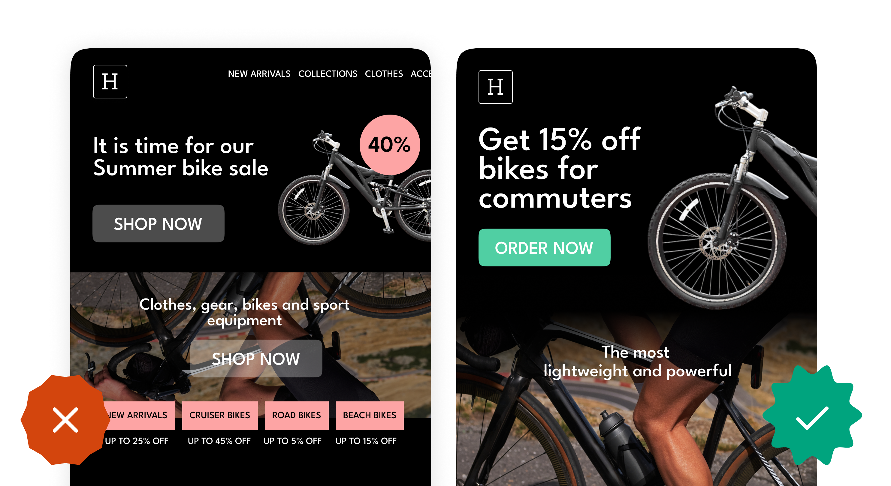 Diagram comparing homepages and landing pages